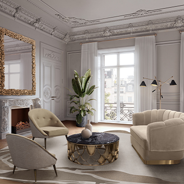 Powel Sofa, Malay Armchair, Koi Center Table, Cay Rectangular Mirror